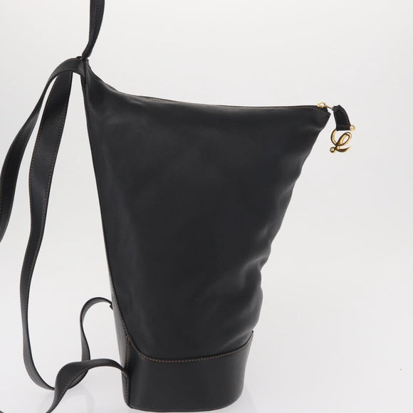 LOEWE Anton Backpack Leather Black Gold Auth 162164