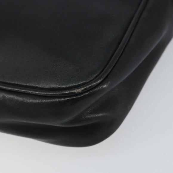 LOEWE Anagram Shoulder Bag Leather Black Gold Auth 162165