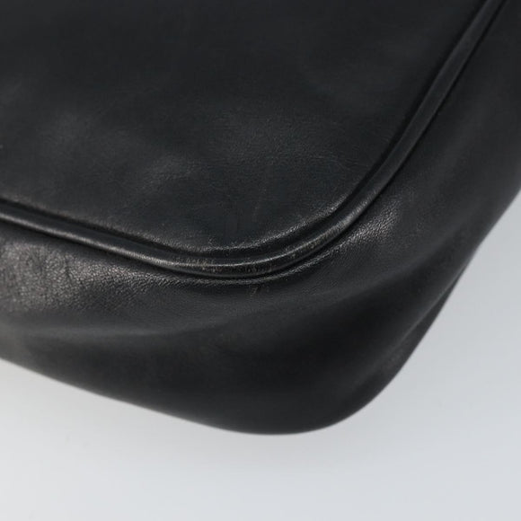 LOEWE Anagram Shoulder Bag Leather Black Gold Auth 162165