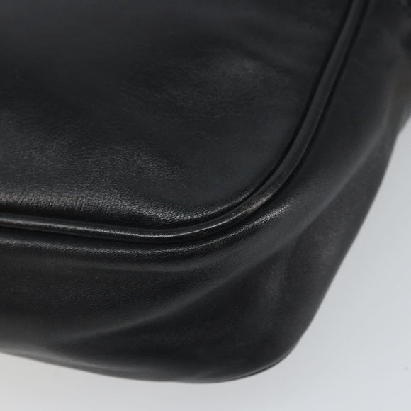 LOEWE Anagram Shoulder Bag Leather Black Gold Auth 162165