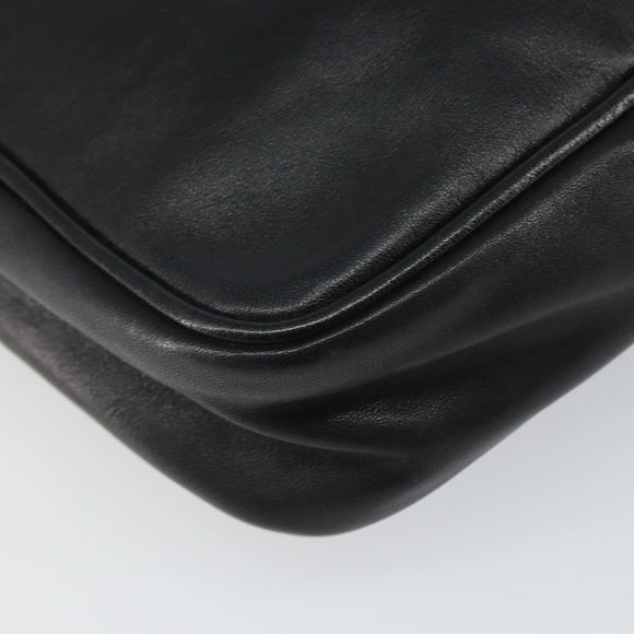 LOEWE Anagram Shoulder Bag Leather Black Gold Auth 162165