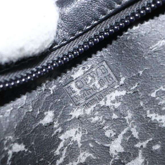 LOEWE Anagram Shoulder Bag Leather Black Gold Auth 162165