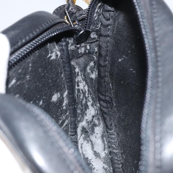 LOEWE Anagram Shoulder Bag Leather Black Gold Auth 162165