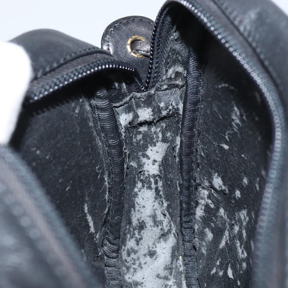 LOEWE Anagram Shoulder Bag Leather Black Gold Auth 162165