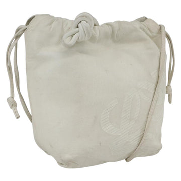 LOEWE Anagram Shoulder Bag Leather White Gold Auth 162166