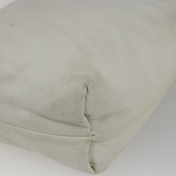 LOEWE Anagram Shoulder Bag Leather White Gold Auth 162166