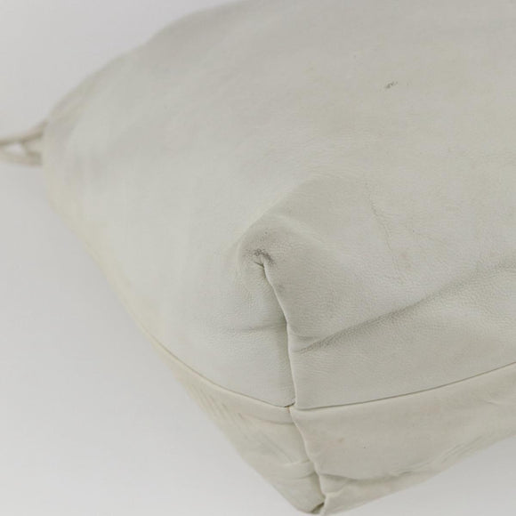 LOEWE Anagram Shoulder Bag Leather White Gold Auth 162166