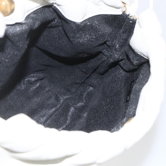 LOEWE Anagram Shoulder Bag Leather White Gold Auth 162166