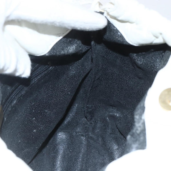 LOEWE Anagram Shoulder Bag Leather White Gold Auth 162166