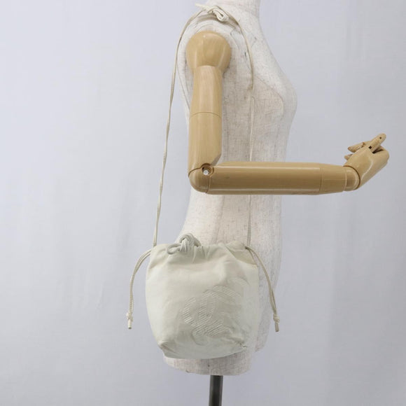 LOEWE Anagram Shoulder Bag Leather White Gold Auth 162166