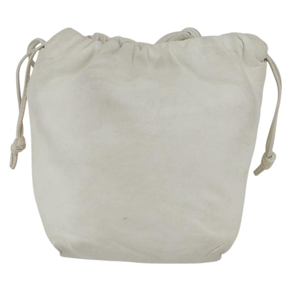 LOEWE Anagram Shoulder Bag Leather White Gold Auth 162166