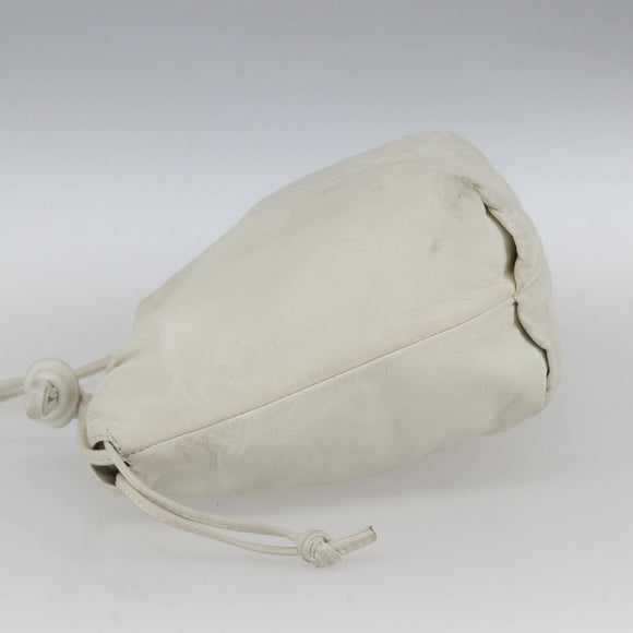 LOEWE Anagram Shoulder Bag Leather White Gold Auth 162166