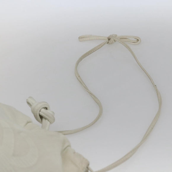 LOEWE Anagram Shoulder Bag Leather White Gold Auth 162166