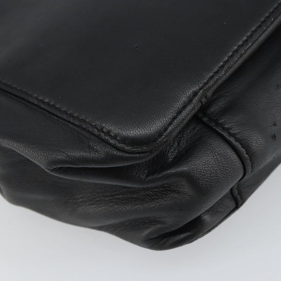 LOEWE Anagram Hand Bag Leather Black Gold Auth 162167