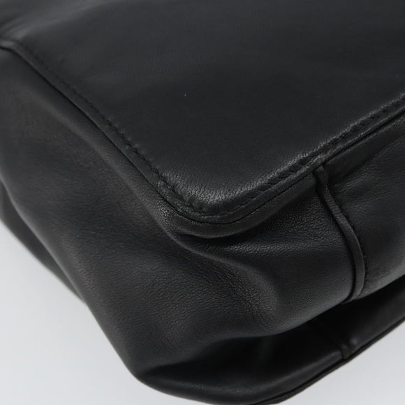 LOEWE Anagram Hand Bag Leather Black Gold Auth 162167