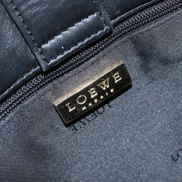 LOEWE Anagram Hand Bag Leather Black Gold Auth 162167
