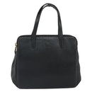 LOEWE Anagram Hand Bag Leather Black Gold Auth 162167-13