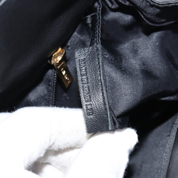 LOEWE Anagram Hand Bag Leather Black Gold Auth 162167