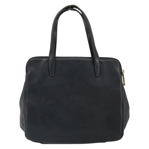 LOEWE Anagram Hand Bag Leather Black Gold Auth 162167