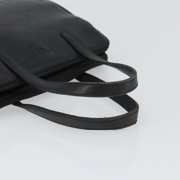 LOEWE Anagram Hand Bag Leather Black Gold Auth 162167