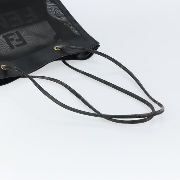 FENDI Mesh Tote Bag Nylon Black Gold Auth 162172