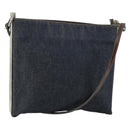 FENDI Shoulder Bag Denim Blue Silver Auth 162175-1