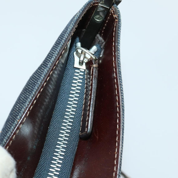 FENDI Shoulder Bag Denim Blue Silver Auth 162175