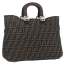 FENDI Zucca Canvas Hand Bag Black Brown Auth 162179-1