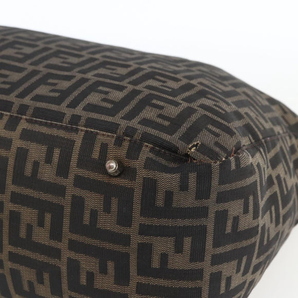 FENDI Zucca Canvas Hand Bag Black Brown Auth 162179