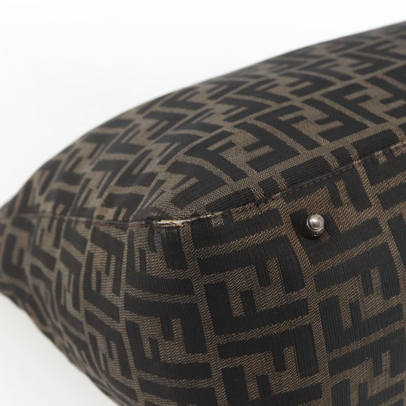 FENDI Zucca Canvas Hand Bag Black Brown Auth 162179