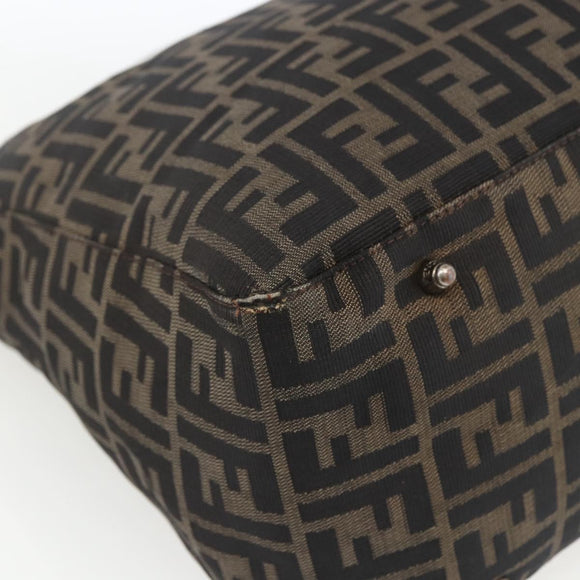 FENDI Zucca Canvas Hand Bag Black Brown Auth 162179