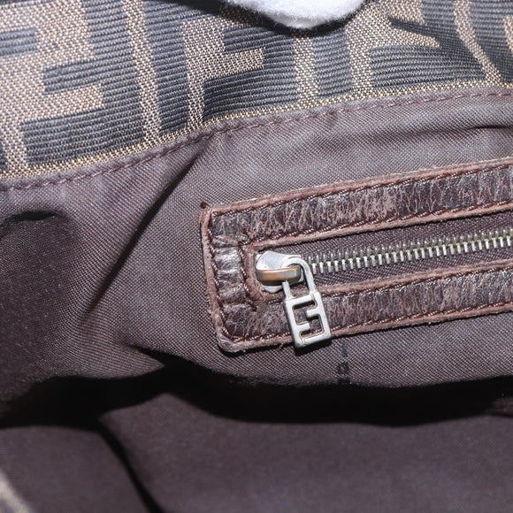 FENDI Zucca Canvas Hand Bag Black Brown Auth 162179
