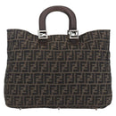 FENDI Zucca Canvas Hand Bag Black Brown Auth 162179-13