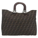FENDI Zucca Canvas Hand Bag Black Brown Auth 162179-2