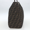 FENDI Zucca Canvas Hand Bag Black Brown Auth 162179-4