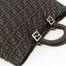 FENDI Zucca Canvas Hand Bag Black Brown Auth 162179-6