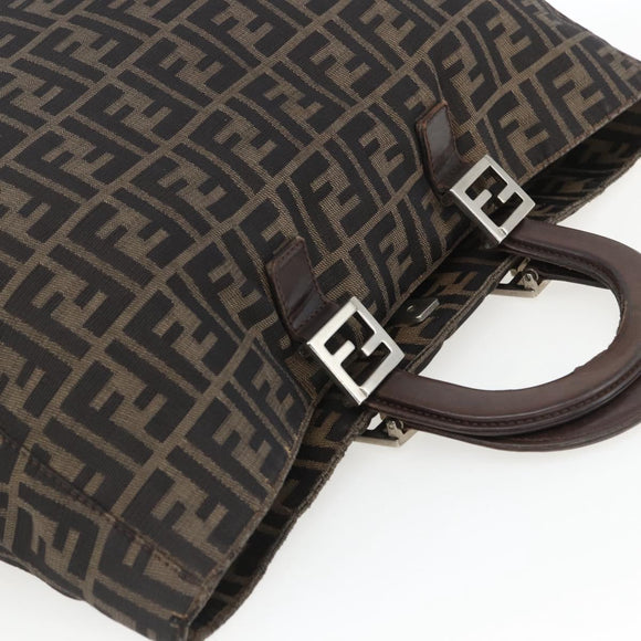 FENDI Zucca Canvas Hand Bag Black Brown Auth 162179