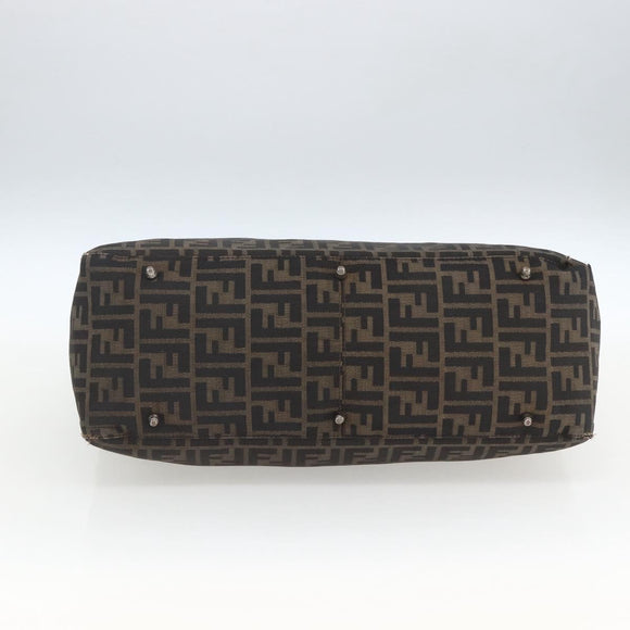 FENDI Zucca Canvas Hand Bag Black Brown Auth 162179
