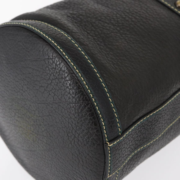 FENDI Hand Bag Leather Black Auth 162180