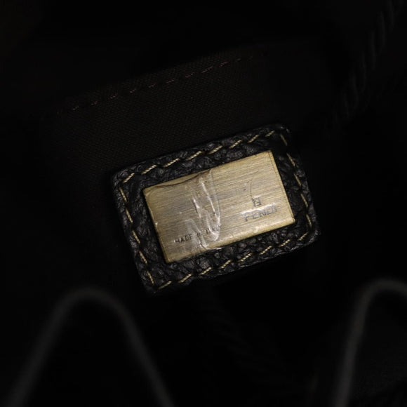 FENDI Hand Bag Leather Black Auth 162180