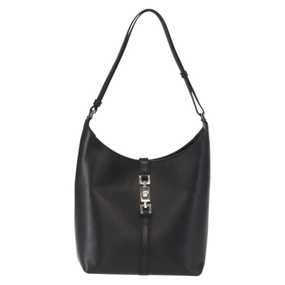 GUCCI Jackie Shoulder Bag Leather Black Silver 001 3875 Auth 162181