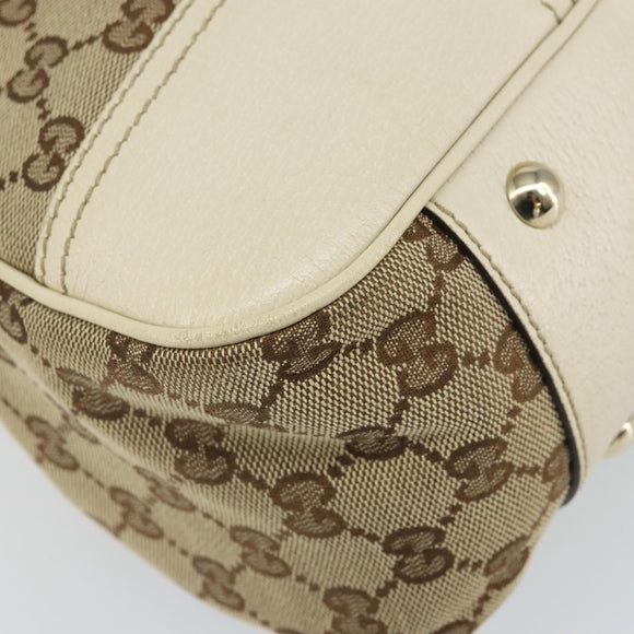 GUCCI GG Canvas Web Sherry Line Tote Bag Beige Gold 163805 Auth 162183