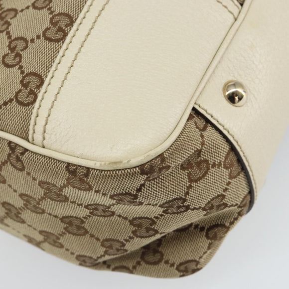 GUCCI GG Canvas Web Sherry Line Tote Bag Beige Gold 163805 Auth 162183