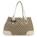 GUCCI GG Canvas Web Sherry Line Tote Bag Beige Gold 163805 Auth 162183-13
