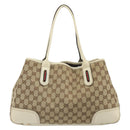 GUCCI GG Canvas Web Sherry Line Tote Bag Beige Gold 163805 Auth 162183-2