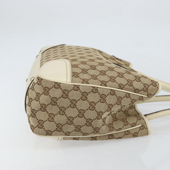 GUCCI GG Canvas Web Sherry Line Tote Bag Beige Gold 163805 Auth 162183