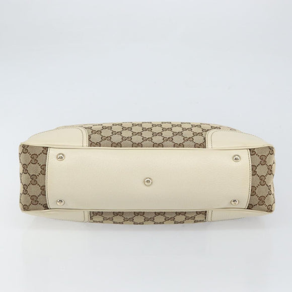 GUCCI GG Canvas Web Sherry Line Tote Bag Beige Gold 163805 Auth 162183