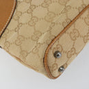 GUCCI GG Canvas Hand Bag Beige Silver 113015 Auth 162185-11