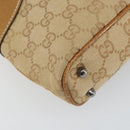 GUCCI GG Canvas Hand Bag Beige Silver 113015 Auth 162185-13