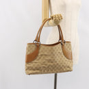 GUCCI GG Canvas Hand Bag Beige Silver 113015 Auth 162185-21